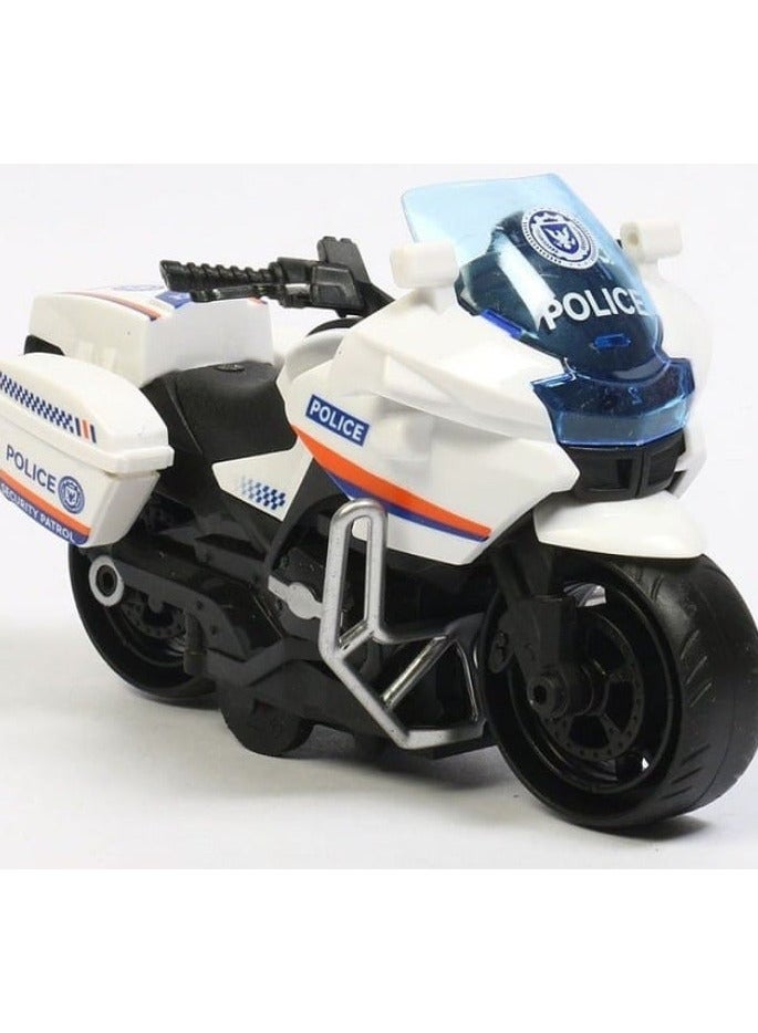 Police Motorcycle, Pull Back Motorcycle Toy, 1:12 Scale Motorcycle Model for Kids, Pull Back Motorcycle - Emergency Vehicle Design Toys (White) - Image 1