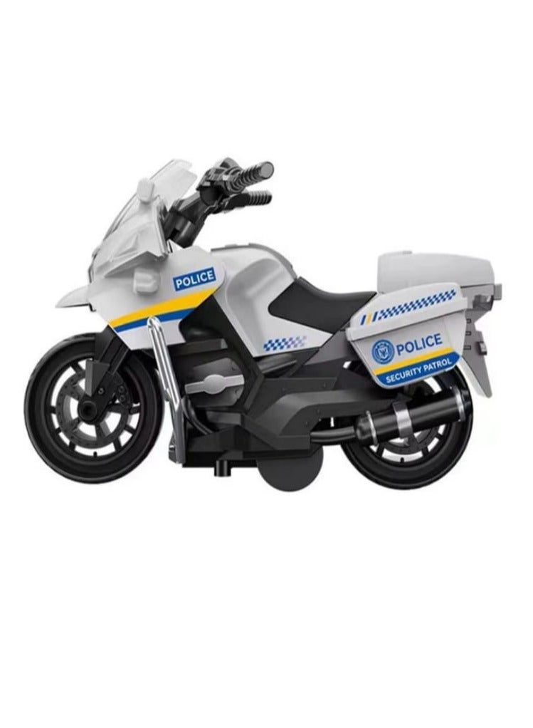 Police Motorcycle, Pull Back Motorcycle Toy, 1:12 Scale Motorcycle Model for Kids, Pull Back Motorcycle - Emergency Vehicle Design Toys (White) - Image 2