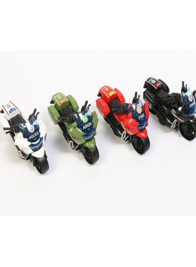 Police Motorcycle, Pull Back Motorcycle Toy, 1:12 Scale Motorcycle Model for Kids, Pull Back Motorcycle - Emergency Vehicle Design Toys (White) - Image 3