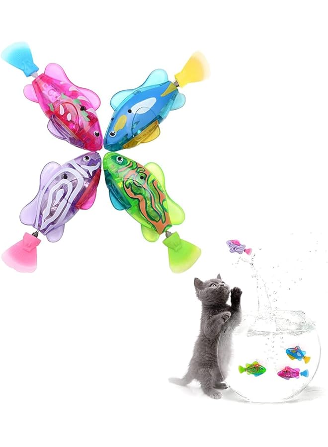 SYOSI Led Water Activated Robot Fish Toy For Cats & Kids 4 Pcs Colorful Swimming Bathtub Toys Fun Birthday Gift For Toddlers Boys & Girls - Image 1