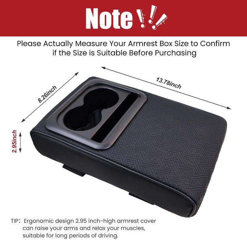 DSCARCovers Car Middle Center Console Cover with Cup Holder for Long Driving,Car Armrest Storage Box with 2 Cup Holders for SUV,Truck-2.95in Height-Lifts Arms to Relax Muscles, Scratch-Resistant - Image 2