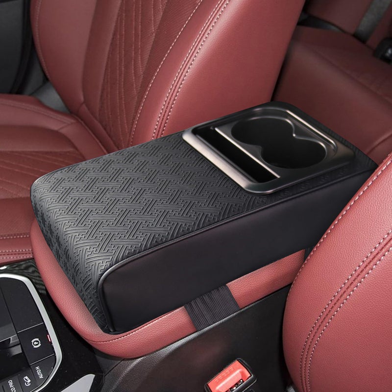 DSCARCovers Car Middle Center Console Cover with Cup Holder for Long Driving,Car Armrest Storage Box with 2 Cup Holders for SUV,Truck-2.95in Height-Lifts Arms to Relax Muscles, Scratch-Resistant - Image 1