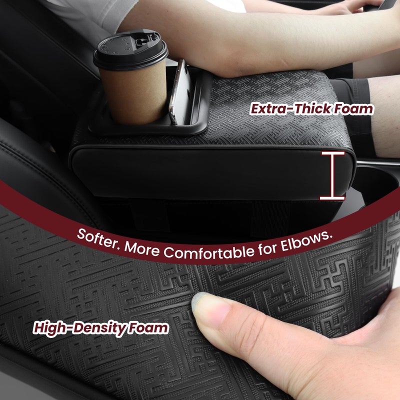 DSCARCovers Car Middle Center Console Cover with Cup Holder for Long Driving,Car Armrest Storage Box with 2 Cup Holders for SUV,Truck-2.95in Height-Lifts Arms to Relax Muscles, Scratch-Resistant - Image 3