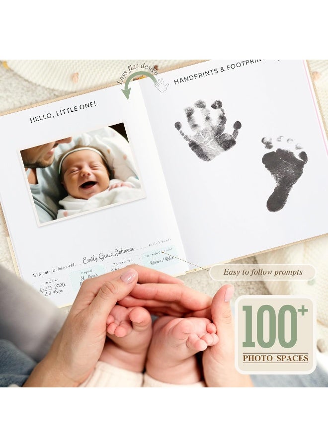 Lanpn Baby Memory Book - Linen Baby Book Memories Keepsake - The Story of You - Newborn Baby First 5 Year Journal Scrapbook Photo Book Milestone Album for Boy Girl New Parents (Beige, 154 Pages) - Image 4