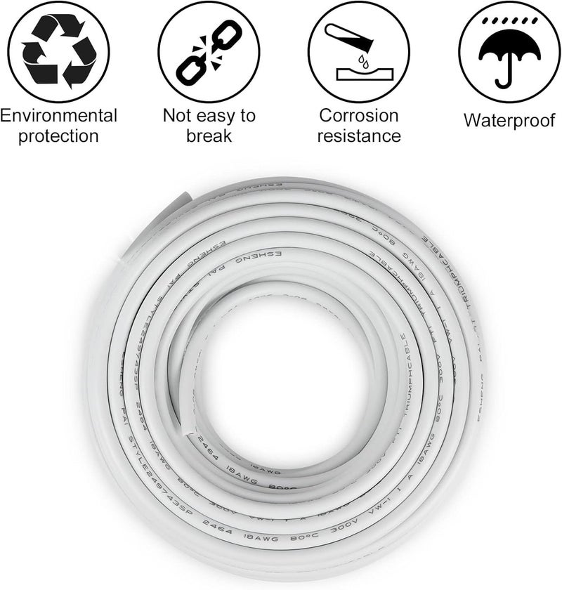 MAX-EMA GLOBAL كابل كهربائي مرن من MAX-EMA 1.5 مم 3 نواة 5 متر سلك كهربائي أبيض لتمديد الأسلاك، كابلات الطاقة، الإعدادات الكهربائية المنزلية والمكتبية الداخلية والخارجية - Image 2