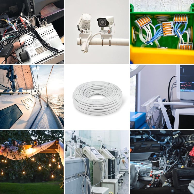 MAX-EMA GLOBAL كابل كهربائي مرن من MAX-EMA 1.5 مم 3 نواة 5 متر سلك كهربائي أبيض لتمديد الأسلاك، كابلات الطاقة، الإعدادات الكهربائية المنزلية والمكتبية الداخلية والخارجية - Image 5