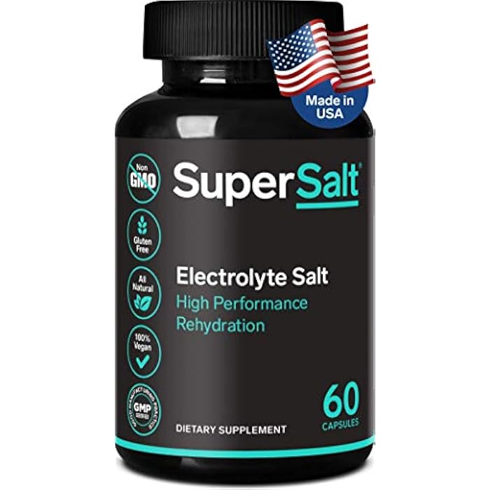 SuperSalt Keto Electrolyte Supplement, Salt Replacement Tablets for Rapid Oral Rehydration & Post Workout Recovery, Magnesium, Zinc, Sodium, Copper | 60 Capsules | Stop Leg Cramps and Restore Energy - Image 1