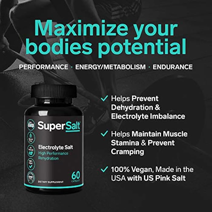 SuperSalt Keto Electrolyte Supplement, Salt Replacement Tablets for Rapid Oral Rehydration & Post Workout Recovery, Magnesium, Zinc, Sodium, Copper | 60 Capsules | Stop Leg Cramps and Restore Energy - Image 5