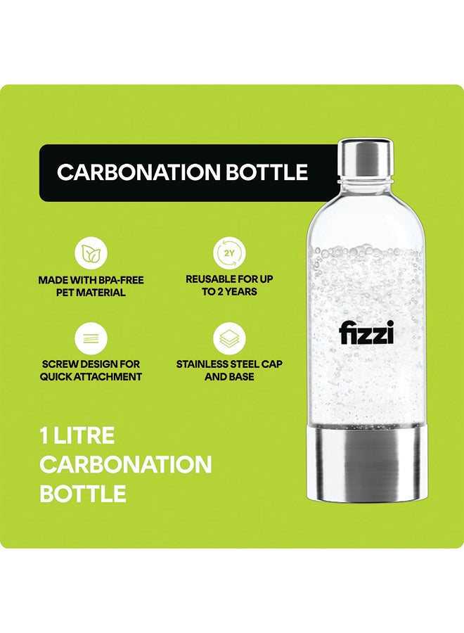 nutricook Nutricook Fizzi Carbonation Bottle, 1L, BPA-Free PET Material, Stainless Steel Cap and Base, NC-CB100  - Image 3