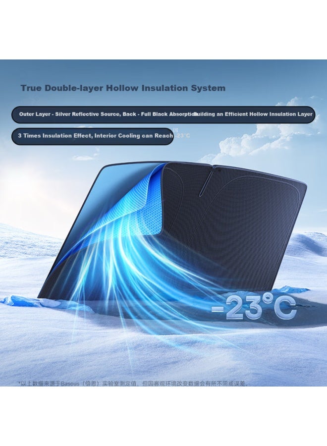 Baseus Car Sunshade, Front Windshield Sun Visor, Interior Heat Insulation Sunshade, Double-layer Heat Insulation Cover - Image 2