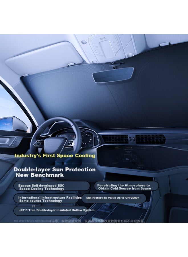 Baseus Car Sunshade, Front Windshield Sun Visor, Interior Heat Insulation Sunshade, Double-layer Heat Insulation Cover - Image 1