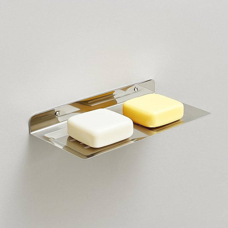 KYMIO Premium Stainless Steel Wall Mounted Soap Holder for Bathroom & Kitchen | Rust-Proof Soap Dish Rack with Drainage | Modern Design for Shower, Washbasin, Sink | Holds 2 Soaps | Space Saving Organizer - Image 1