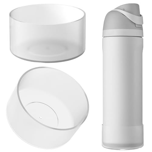 Linkidea 2 Pack Water Bottle Boot Compatible with Owala FreeSip/Twist/Potter 24oz Bottles, Silicone Anti-Slip Bottle Bottom Bumper Protector (Clear White) - Image 1