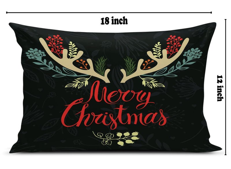 BMRGIFTS Jute Fabric Designer Decorative Printed Merry Christmas Theme Pillow Cover Xmas Decorations for Sofa Living Bed Room Set of 2, 12x18 inch Multi (CHMPC99) - Image 4