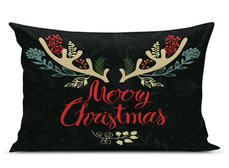 BMRGIFTS Jute Fabric Designer Decorative Printed Merry Christmas Theme Pillow Cover Xmas Decorations for Sofa Living Bed Room Set of 2, 12x18 inch Multi (CHMPC99) - Image 3