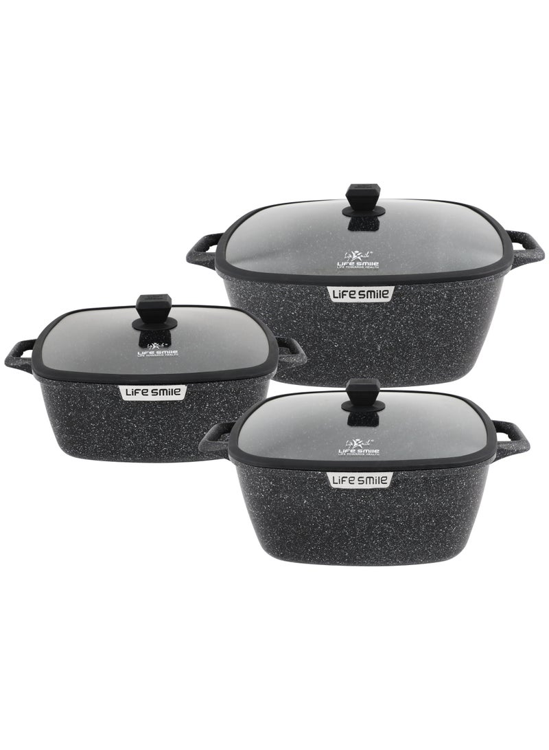 Life Smile Granite Nonstick Cookware Set with Lids — Induction Compatible Aluminum Pots, Scratch-Resistant, PFOA-Free - Image 1