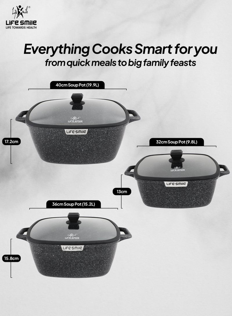 Life Smile Granite Nonstick Cookware Set with Lids — Induction Compatible Aluminum Pots, Scratch-Resistant, PFOA-Free - Image 5