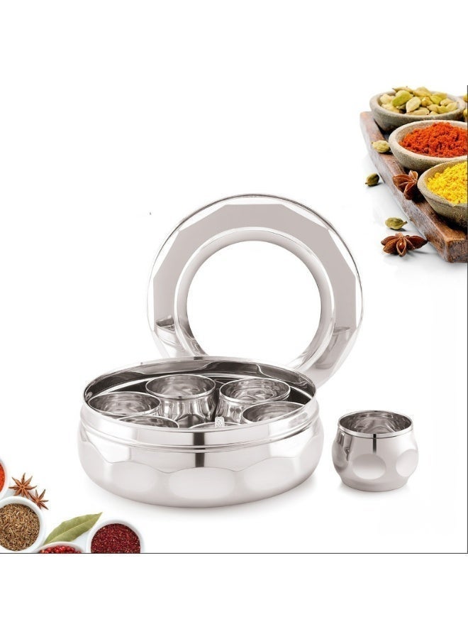 Decent Kitchen Combo Set | Cast Iron Roti Tawa 23 cm + Stainless Steel Diamond Spice Box (7 Cups) | Durable Cookware & Kitchen Storage Set - Image 3