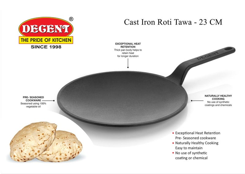 Decent Kitchen Combo Set | Cast Iron Roti Tawa 23 cm + Stainless Steel Diamond Spice Box (7 Cups) | Durable Cookware & Kitchen Storage Set - Image 5
