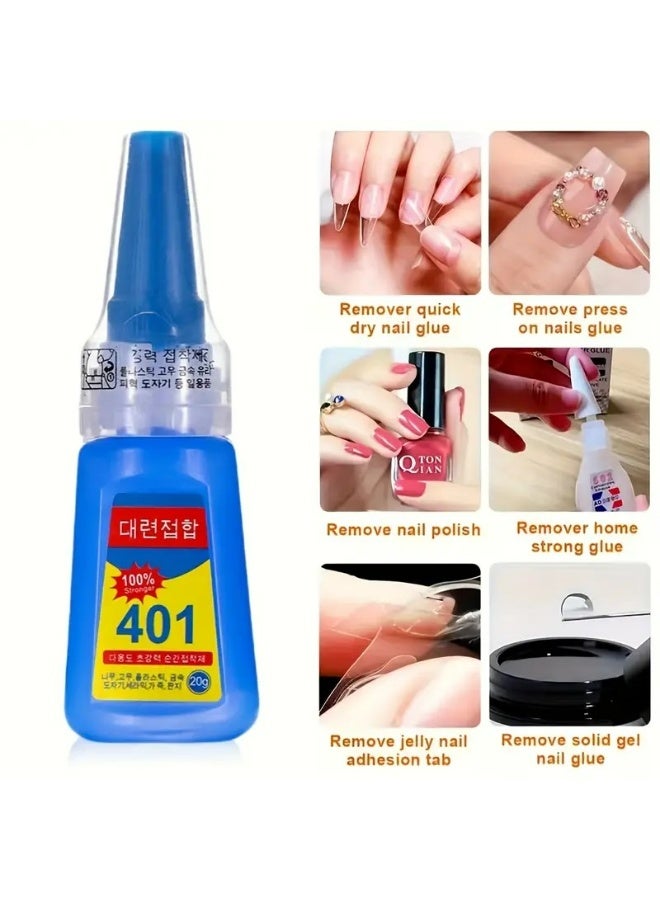 general Manicure No-Bake Quick-Dry Multifunctional 20g Glue, 401 Super Strong Gel Adhesive, Suitable for Fake Nails and Patches - Image 1