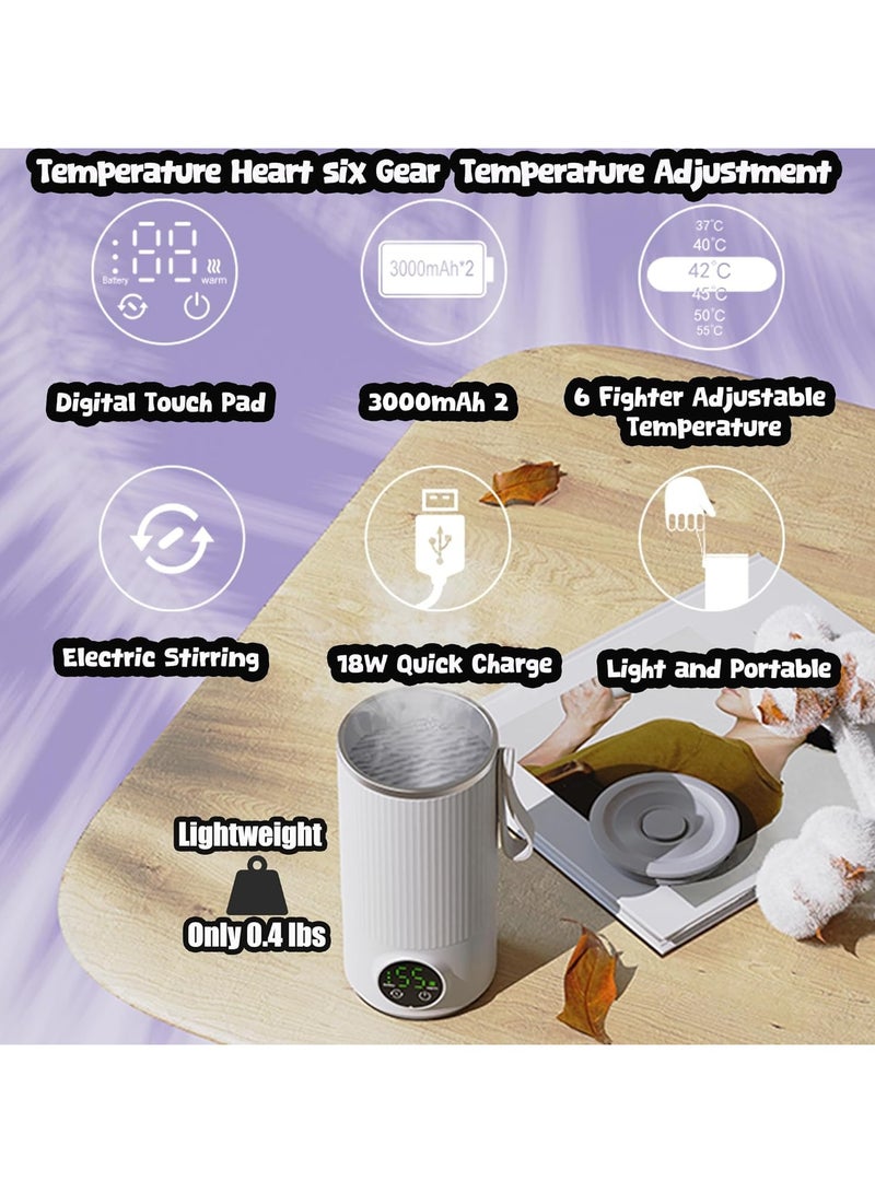 Electric Heated Coffee Mug Rechargeable for Travel 12Oz Self Heating Self Stirring Coffee Mugs Smart Temperature Control