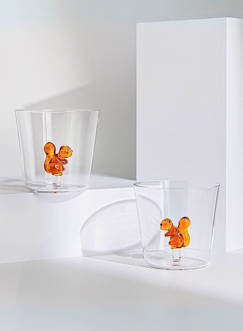1Chase 300ML Borosilicate Three Dimentional Animal Design Glass Cups Squirrel - Image 2