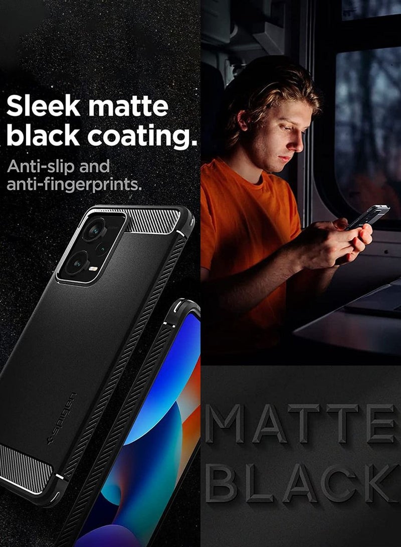Spigen Rugged Armor for Redmi Note 12 Pro+ Case Cover with Carbon Fiber Textures - Matte Black - Image 4