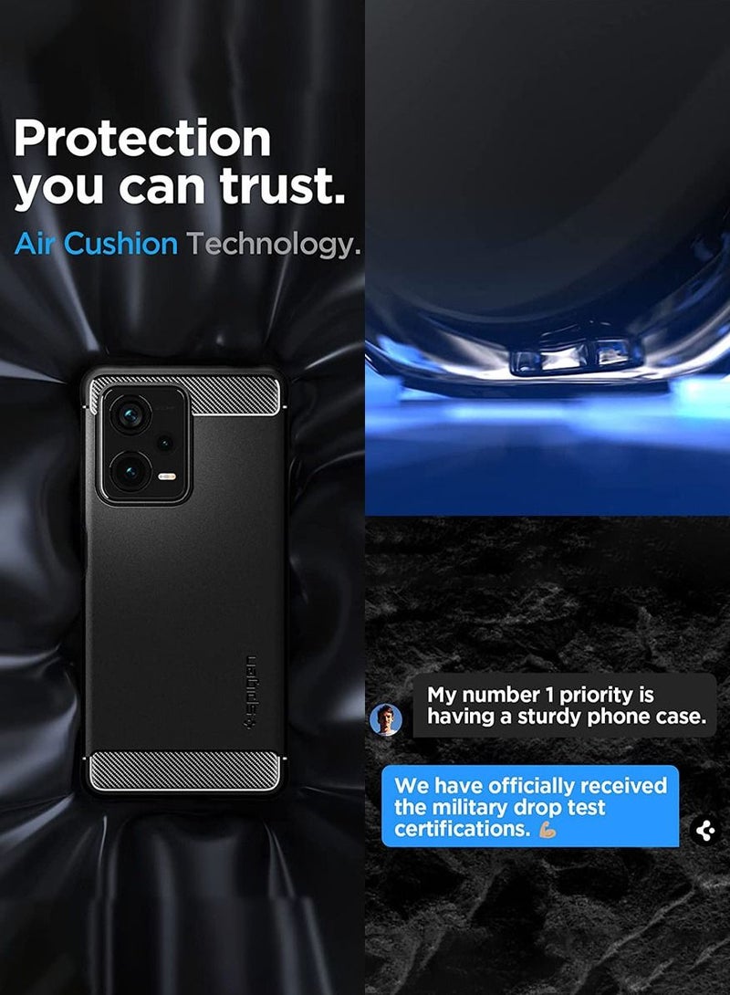 Spigen Rugged Armor for Redmi Note 12 Pro+ Case Cover with Carbon Fiber Textures - Matte Black - Image 5