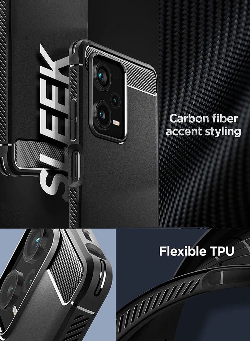 Spigen Rugged Armor for Redmi Note 12 Pro+ Case Cover with Carbon Fiber Textures - Matte Black - Image 3