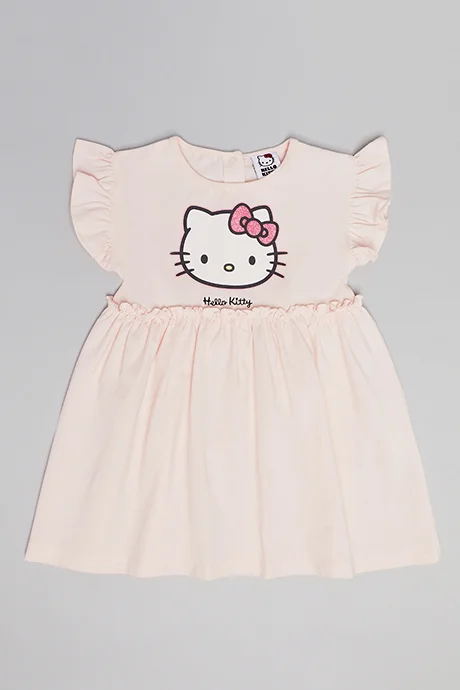 أر أند بي Hello Kitty Print Fit & Flare Dress with Flutter Sleeves
