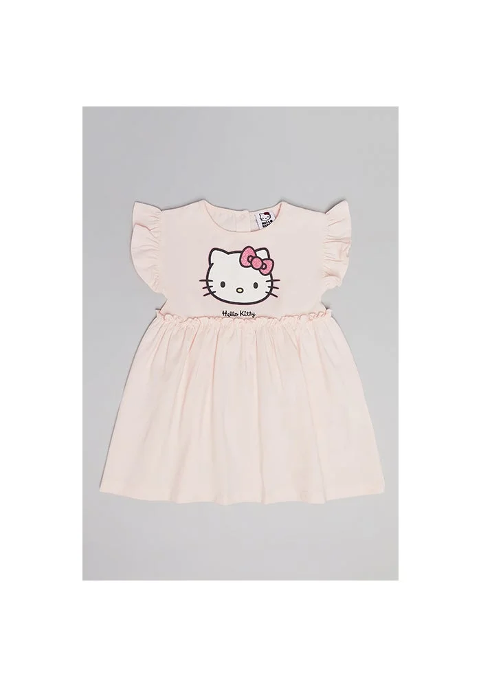 أر أند بي Hello Kitty Print Fit & Flare Dress with Flutter Sleeves