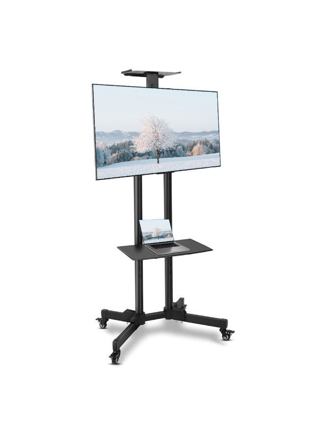 BEETEC Height Adjustable Mobile TV Cart for 32"-65" TVs up to 50 kg/110 lbs with VESA Compatibility up to 600x400mm, +10° to -10° Tilt, Black - TF-T1500 - Image 1