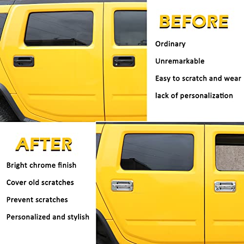 USSKYBOY Door Handle Cover Chrome Trims Bezel w/Passenger Side Key Hole Exterior Accessories for Hummer H2 2003-2009 SUV SUT - Image 3