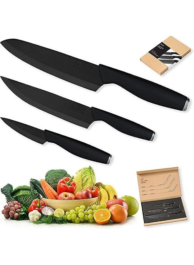vesus - - Ceramic Knife set of 3 (Pairing Knife, Santoku Knife, Chef Knife) - Image 1