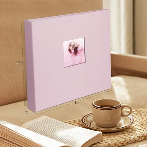 1DOT2 12x12 Inch Large 3 Ring DIY Scrapbook Photo Album Journal with 30 Plastic Sleeves 60 Pages and Fabric Cover for Baby Travel Wedding Couple Anniversary kids Adventure (Pink Cover/White Pages) - Image 5