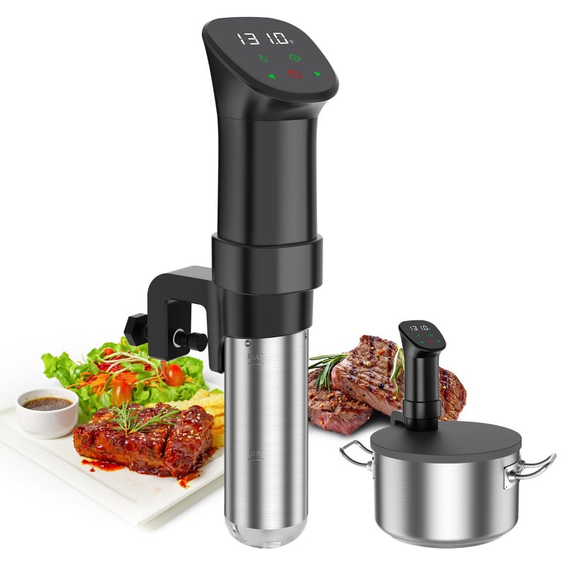 Rocyis Sous Vide MachineSuvee CookerRocyis Sous Vide Kit with Lid Recipes1000W Fast Heating Immersion CirculatorAccurate Temperature and TimerDigital Touch Screen Stainless Steel US Standard 