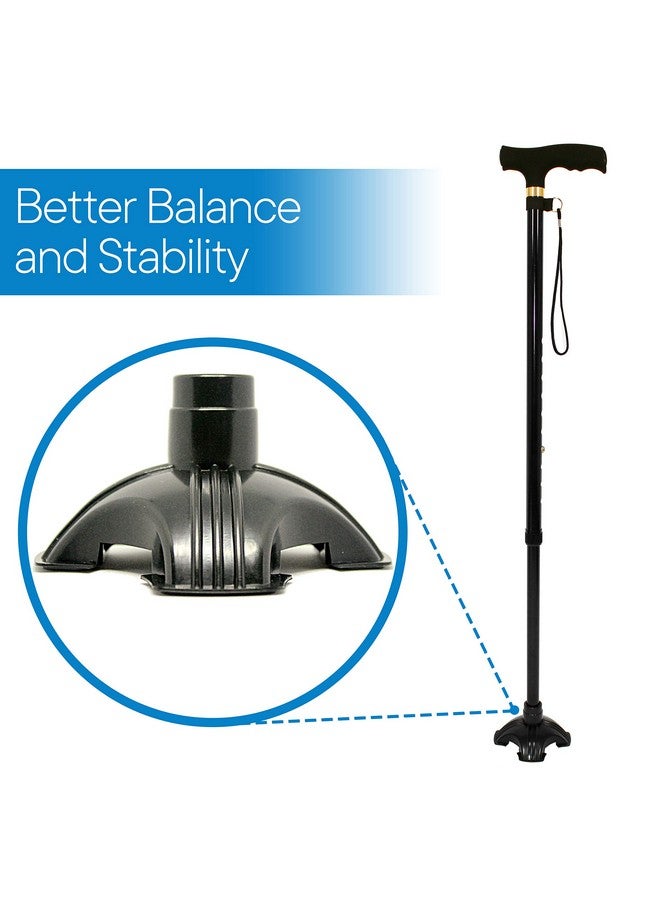 RMS RMS Cane Tip - Self Standing Quad Base Replacement for Most Walking Canes, Walking Sticks, Folding Canes or Offset Quad Pod or Tripod Canes - 4 Prong Rubber Cane Foot Pad (Black) - Image 5
