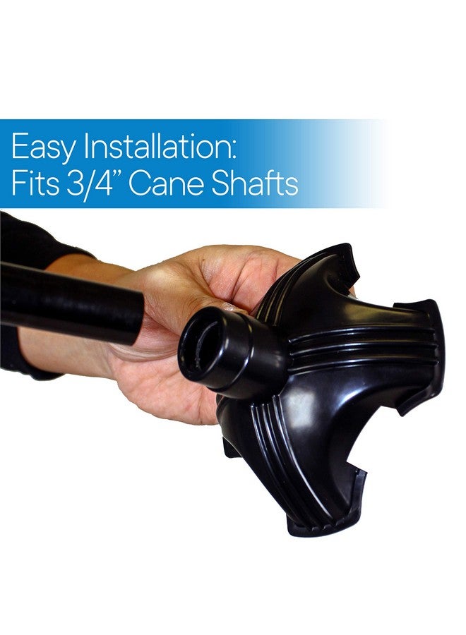RMS RMS Cane Tip - Self Standing Quad Base Replacement for Most Walking Canes, Walking Sticks, Folding Canes or Offset Quad Pod or Tripod Canes - 4 Prong Rubber Cane Foot Pad (Black) - Image 3