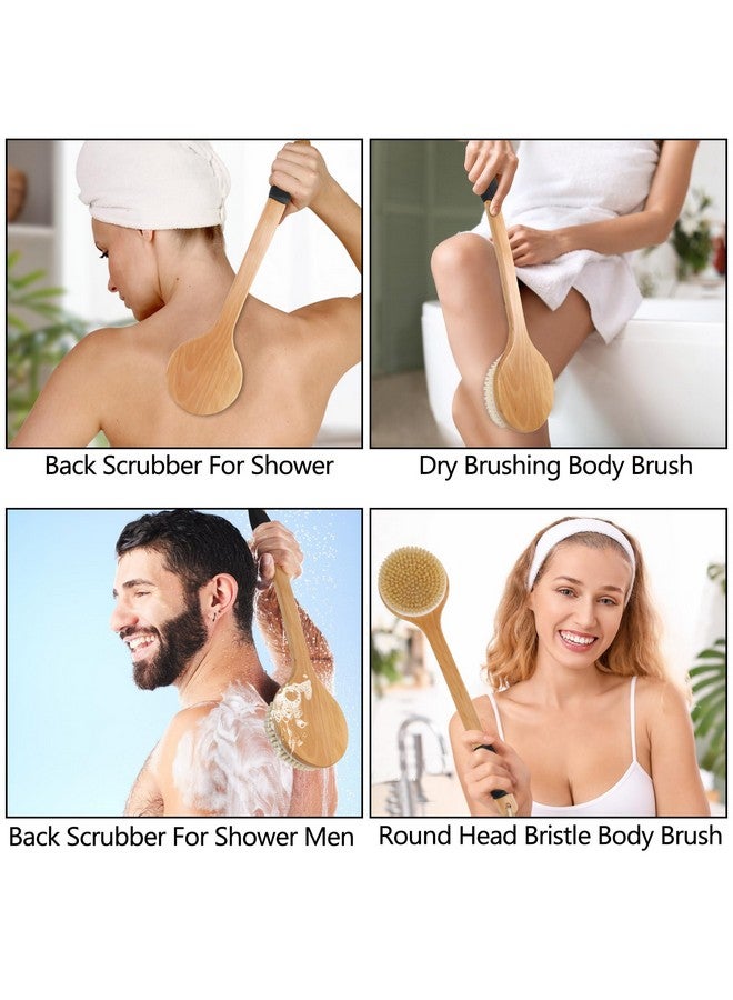 OWIIZI Round Head Back Scrub Brush For Body Shower, Wooden Long Handle Bristles Tub Soaping Bath Brushes, Skin Exfoliator Scrubber Brush For Men Women Elderly Wet Or Dry Use - Image 4