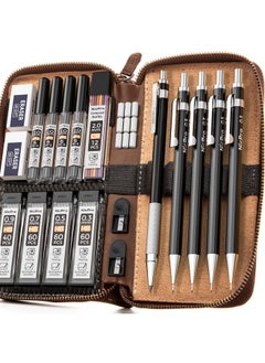 20Pcs Black Metal Mechanical Pencil Set In Leather Case, 0.3, 0.5, 0.7, 0.9 Mm & 2Mm Lead Pencil Holders, (4B 2B Hb 2H) Lead Refills (Black & Colors), Erasers For Art Drafting Sketching Drawing - pzsku/Z093C3E2AA96432F37A11Z/45/_/1735214727/eda311f8-f4b8-403f-ae4d-e93ff41daa7f