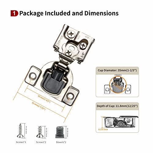 STIANC 10 Pack 5/8" Overlay 3D Soft Close Hinges for Face Frame Kitchen Cabinet, 3 Way Adjustability, Quiet Self Closing Door, 105 Degree - Image 2