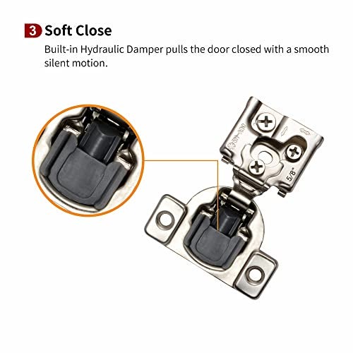 STIANC 10 Pack 5/8" Overlay 3D Soft Close Hinges for Face Frame Kitchen Cabinet, 3 Way Adjustability, Quiet Self Closing Door, 105 Degree - Image 4