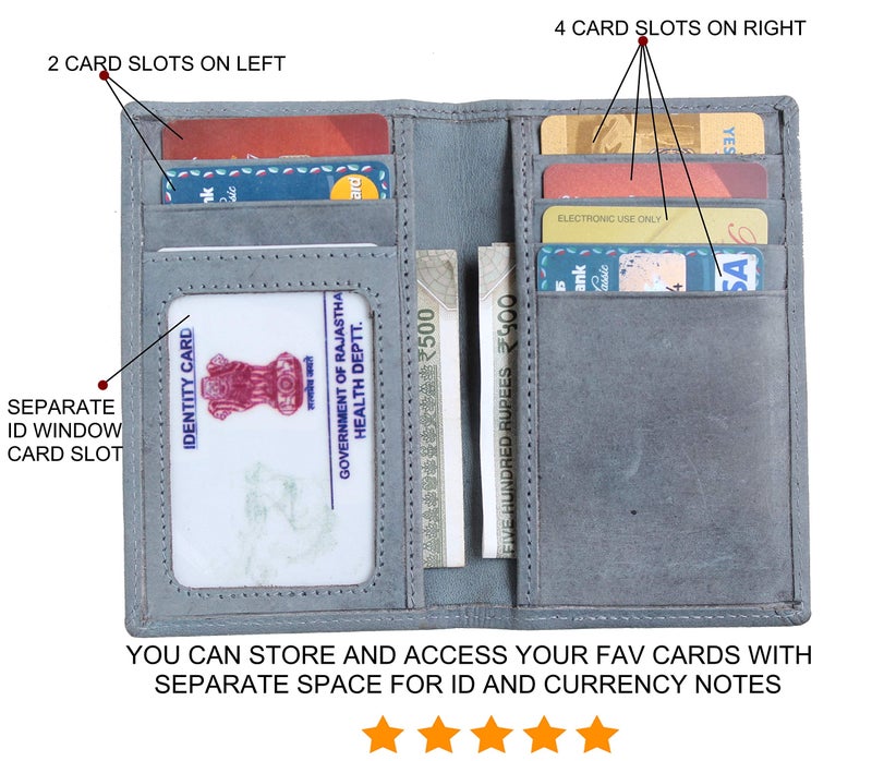 Husk N Hoof RFID Protected Leather Credit Card Holder Wallet for Man Women | Card Holder for Men Woman | Blue - Image 3