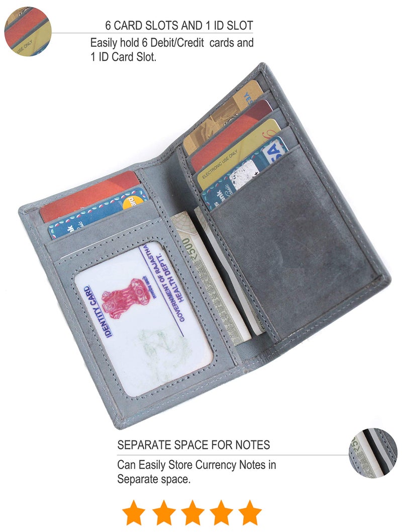 Husk N Hoof RFID Protected Leather Credit Card Holder Wallet for Man Women | Card Holder for Men Woman | Blue - Image 2
