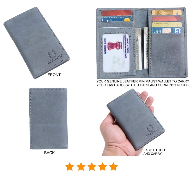 Husk N Hoof RFID Protected Leather Credit Card Holder Wallet for Man Women | Card Holder for Men Woman | Blue - Image 4