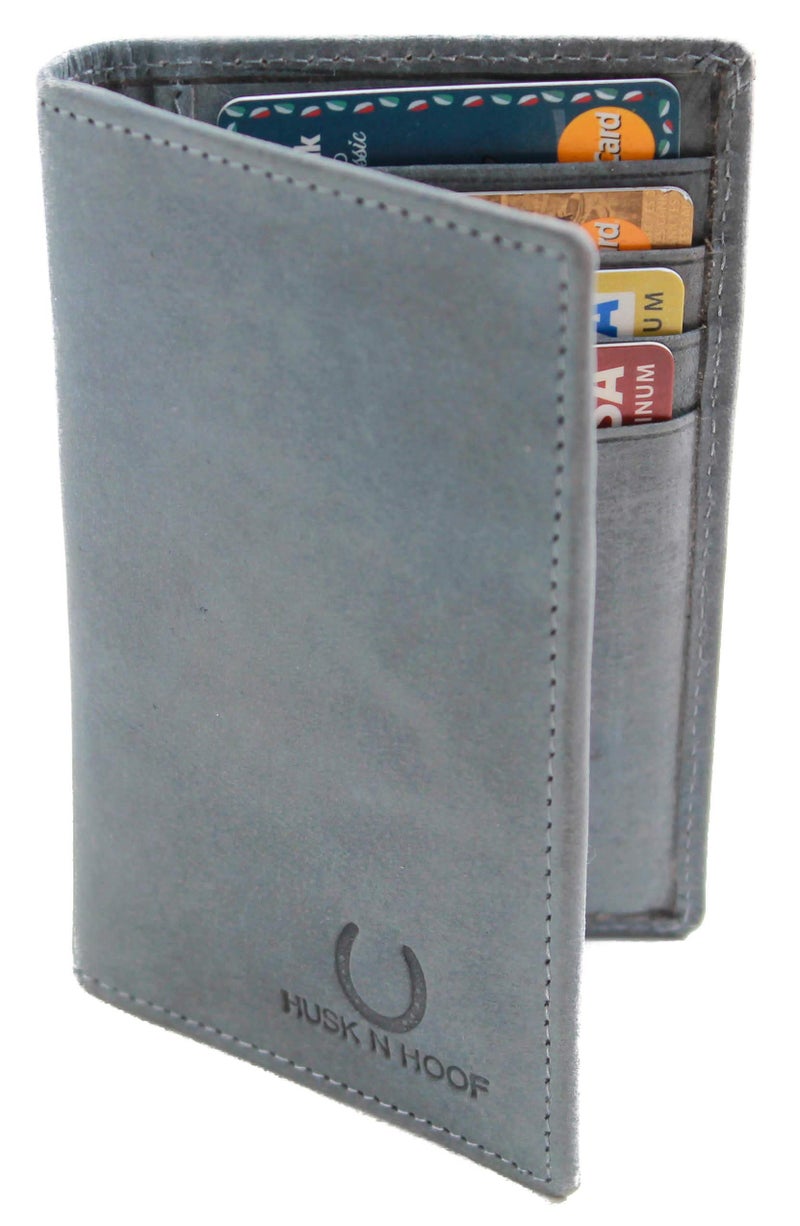 Husk N Hoof RFID Protected Leather Credit Card Holder Wallet for Man Women | Card Holder for Men Woman | Blue - Image 1