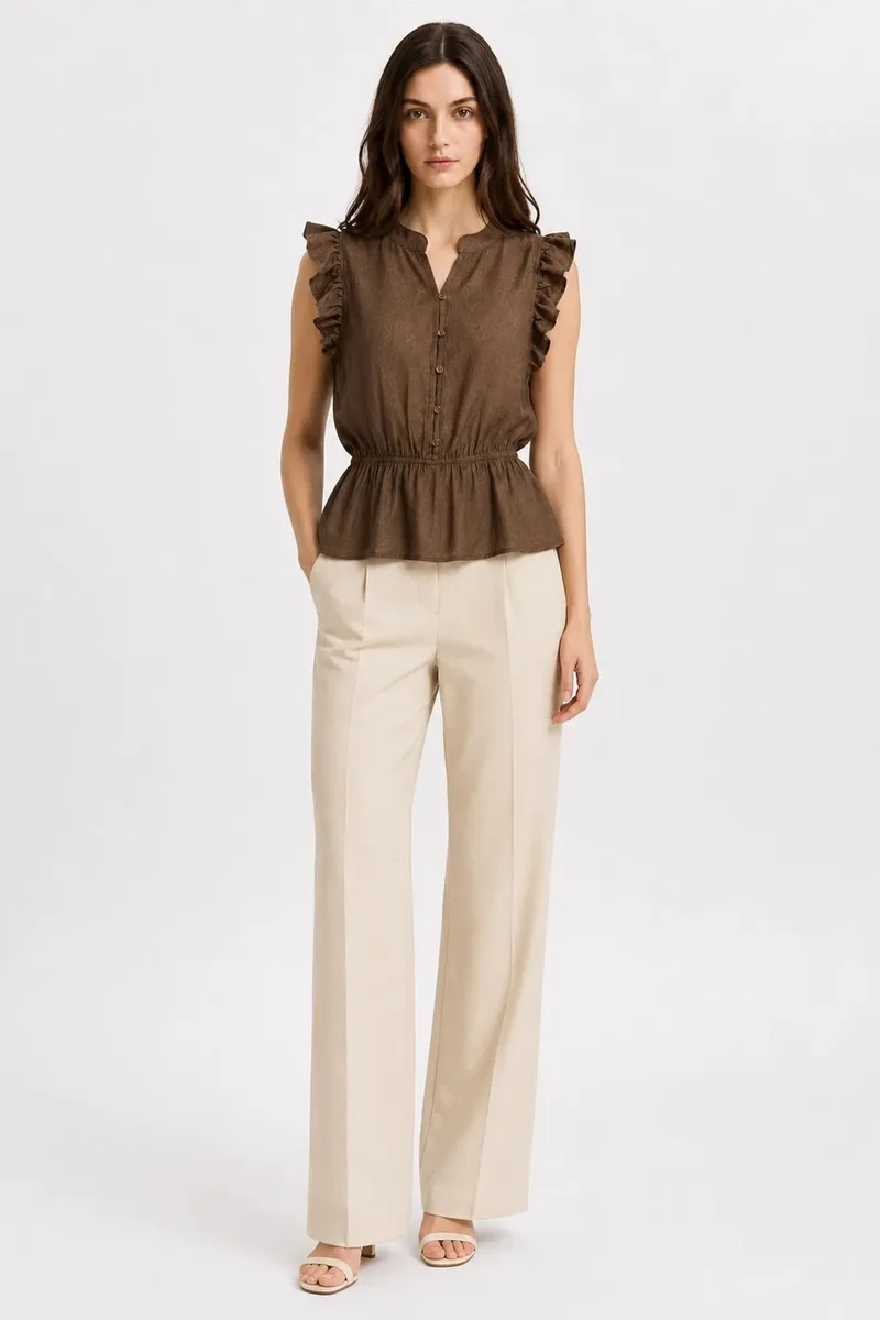 ميكسراي MIXRAY Textured Jacquard Peplum Blouse