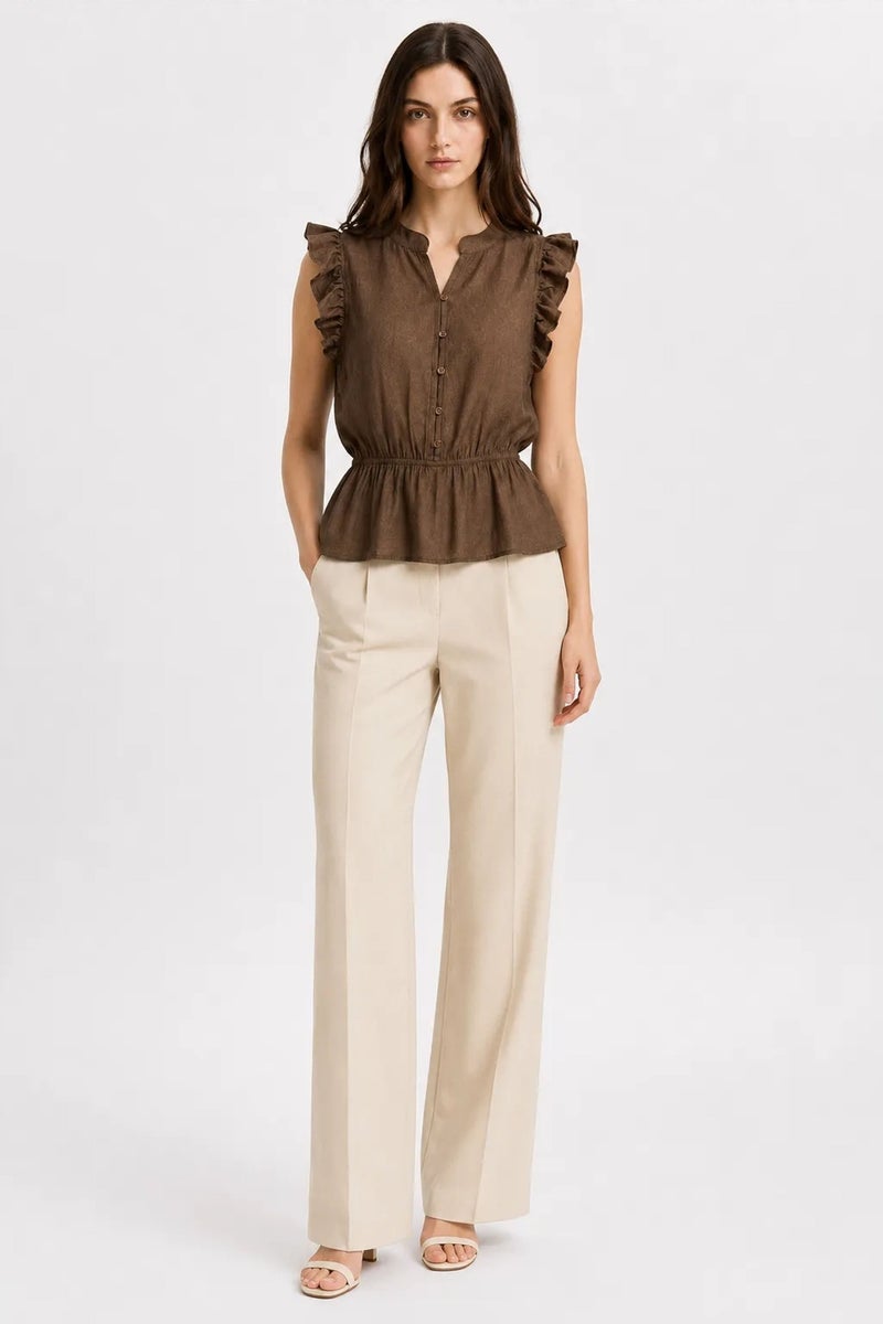 MIXRAY Textured Jacquard Peplum Blouse - Image 2