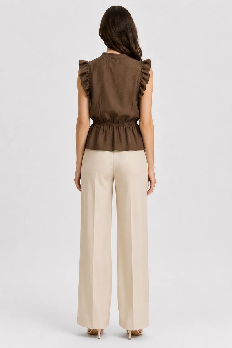 MIXRAY Textured Jacquard Peplum Blouse - Image 3