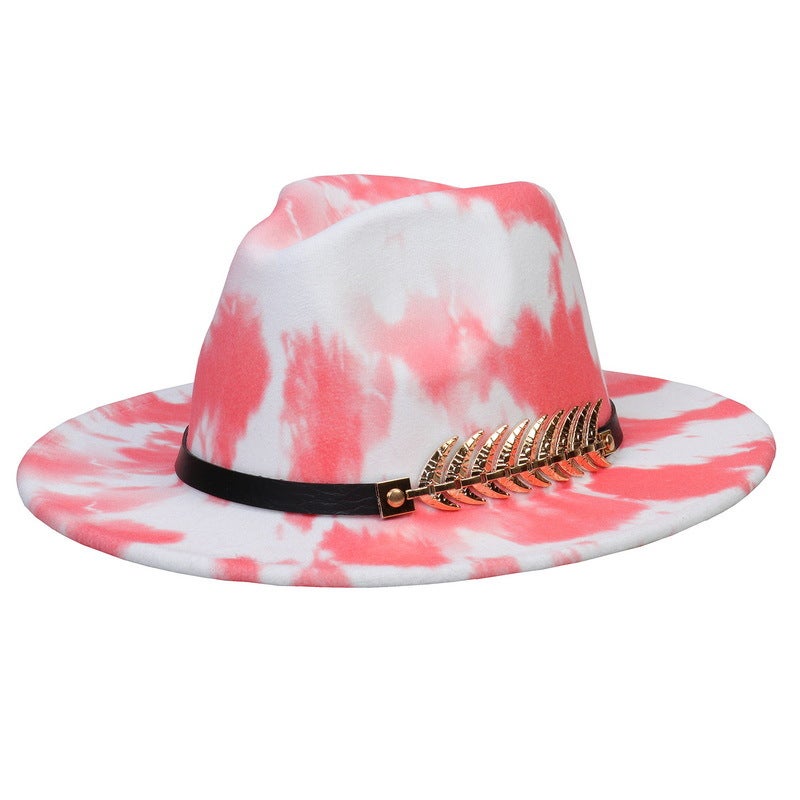 British Style Jazz Hat, Wool Graffiti Colorful Fedora With Belt, Wide-Brimmed Hat For Men And Women, Versatile Wide-Brimmed Hat - Image 4